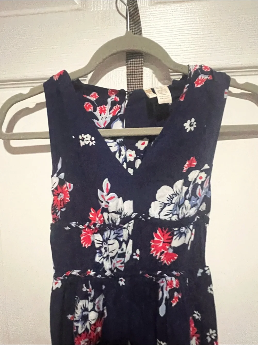 Japna Navy Floral V-Neck Maxi Dress with Red & White Floral Print - Picture 3 of 8